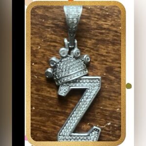 925 Sterling Silver Initial “Z” Pendant With A Crown